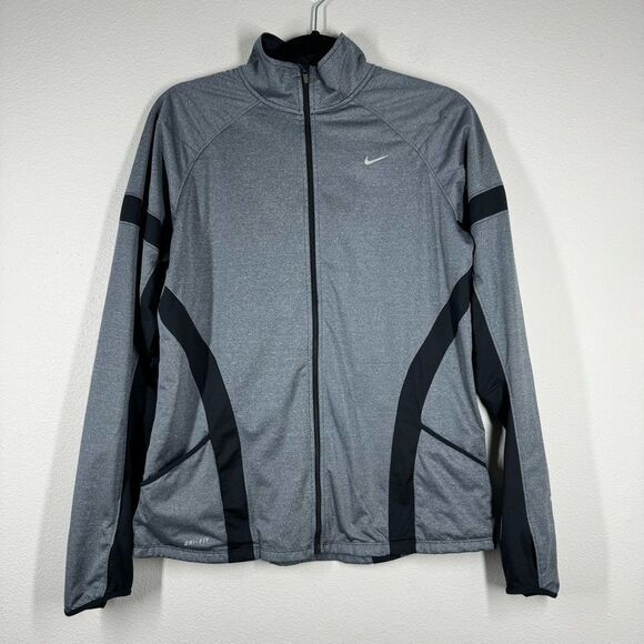 Nike Shield Element Full Zip Running Jacket Black Gray Women’s Size Large - Picture 1 of 9